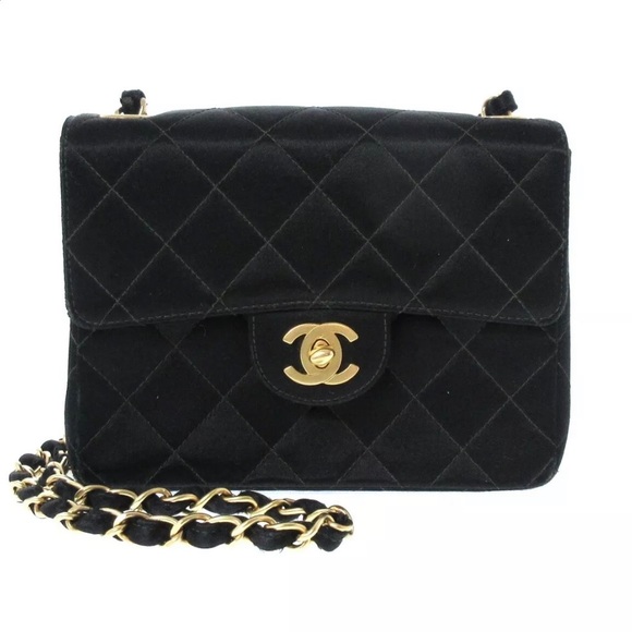 💜CHANEL Mini Matelasse Chain Shoulder Crossbody Bag Satin - Picture 2 of 12
